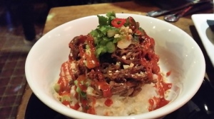 Beef rice bowl from Paradise Palms